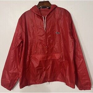 Vintage 1980s The‎ Fox Pullover Red Windbreaker Large JC Penney Hoodie
